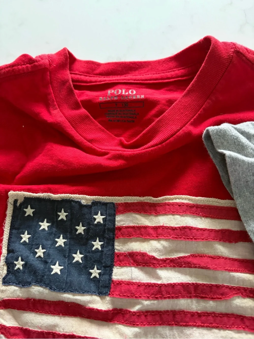 Ralph Lauren Kids Flag Tee - Red & Gray
